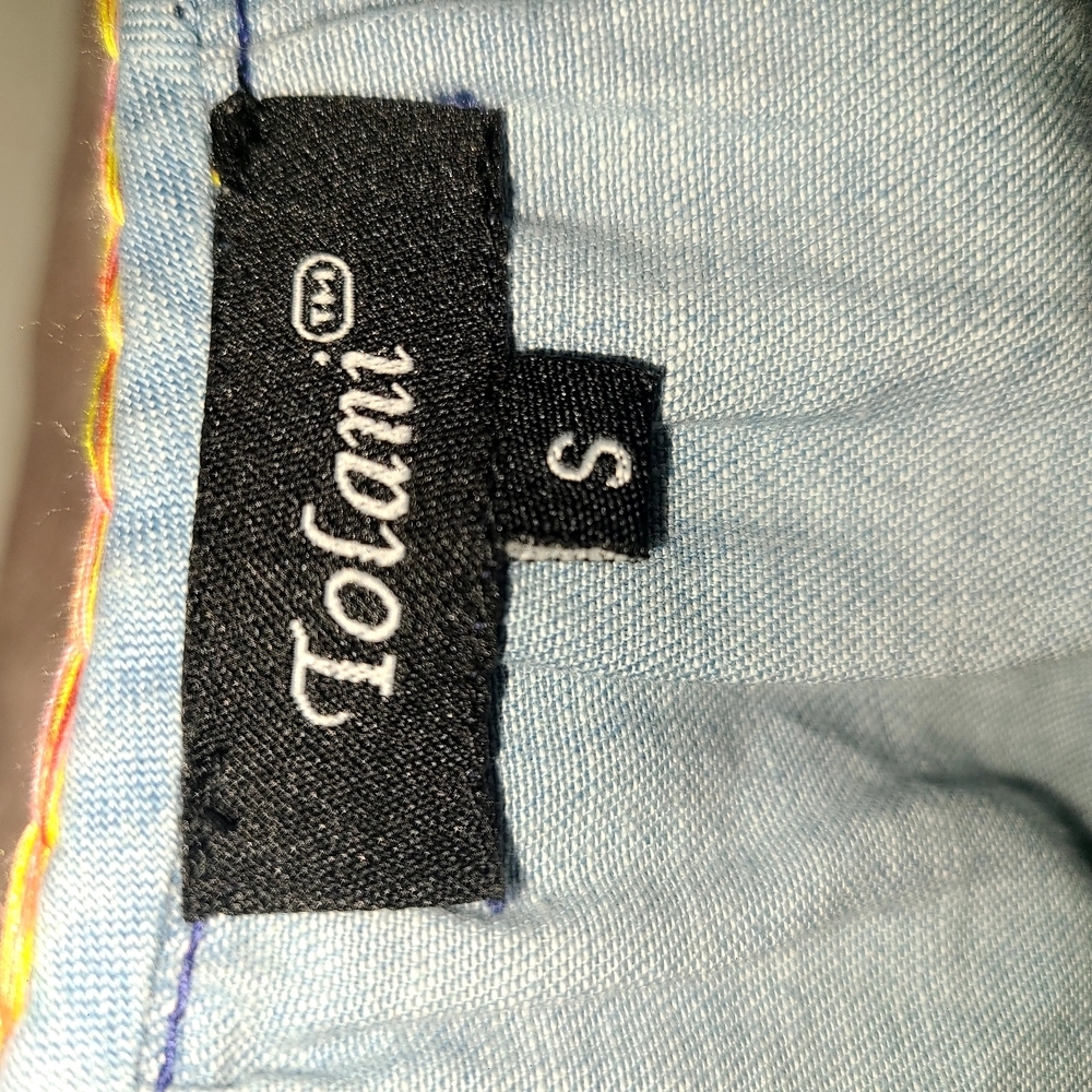 Tolani Denim Embellished Tunic with V-Neckline - Picture 8 of 9